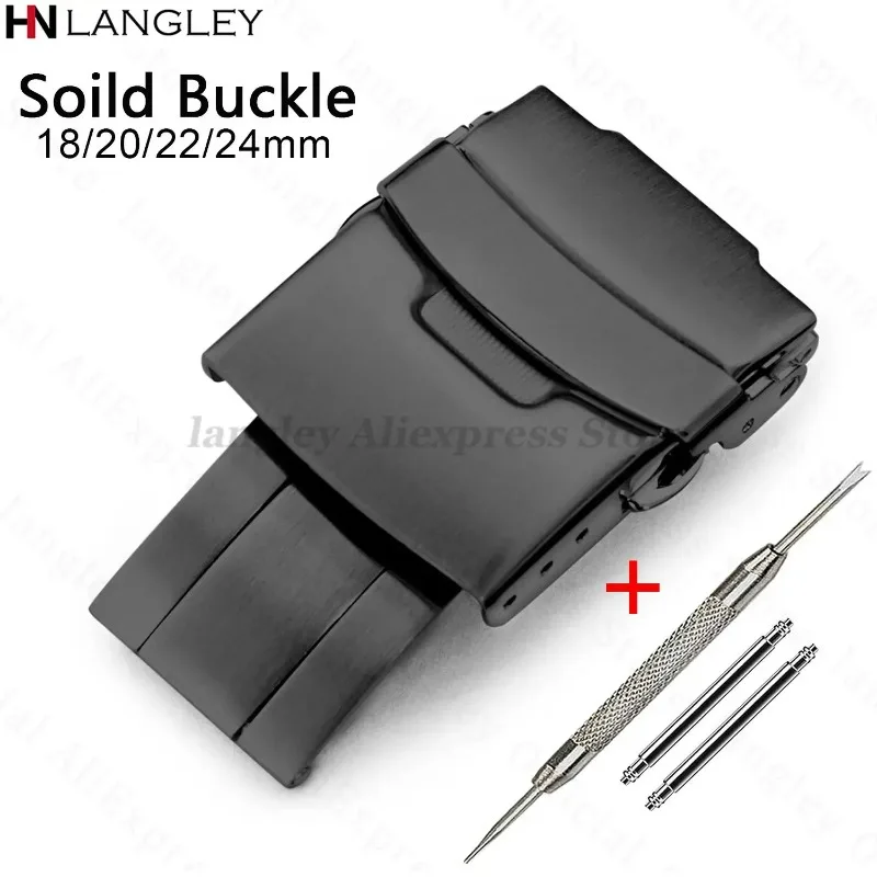 Stainless Steel Watchband Buckle for Seiko Watch Clasp 18/20/22/24mm Soild Cast Button for Citizen Diver Clasp Watch Accessories