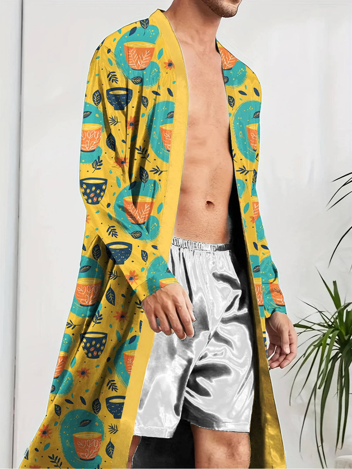 

Весенние и осенние мужские длинные халаты – это модно и удобно дома, с забавными цифровыми принтами на спальных халатах.