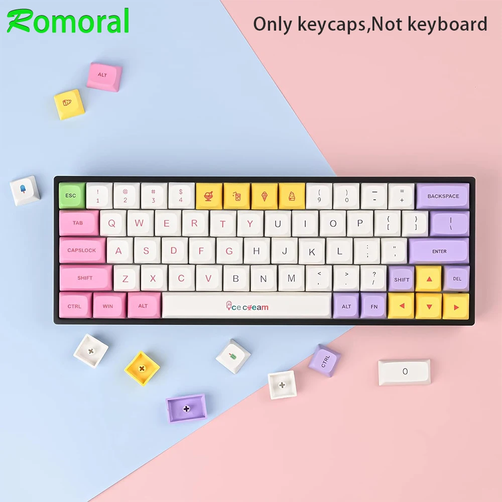 PBT XDA Profile 135 Keys Cute Custom Keycap Thermal Sublimation process Ice Cream Theme For Outemu MX Switches Game Keyboard