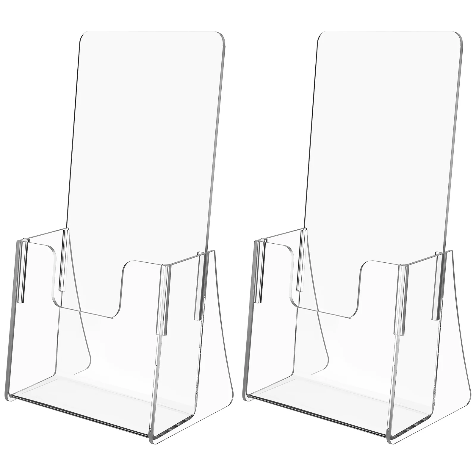 2 Pcs Acrylic Display Stand Shelf Brochure Book Storage Rack Desktop Holders Office File Organizers Document Shelves