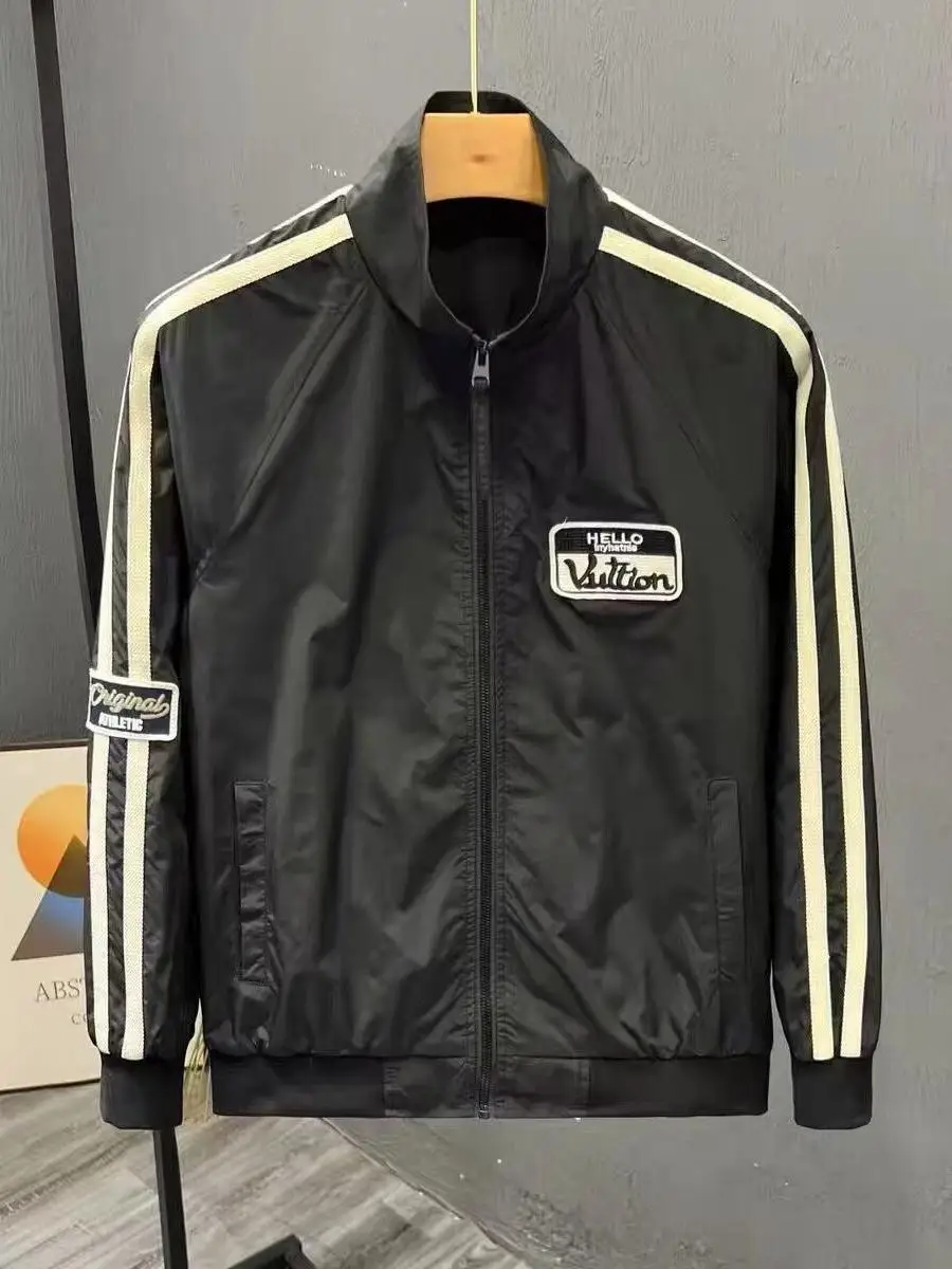 

Мужская повседневная куртка в полоску с цветовыми блоками, весна-осень, с воротником-стойкой, длинными рукавами, приталенного кроя, молодежная модная верхняя одежда