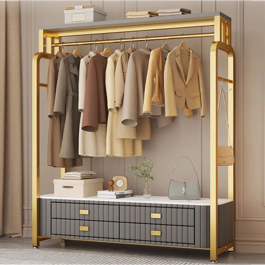 

Современная напольная вешалка для одежды в гостиную, спальню, прихожую, с мягкой сумкой для хранения и полкой из каменной плиты