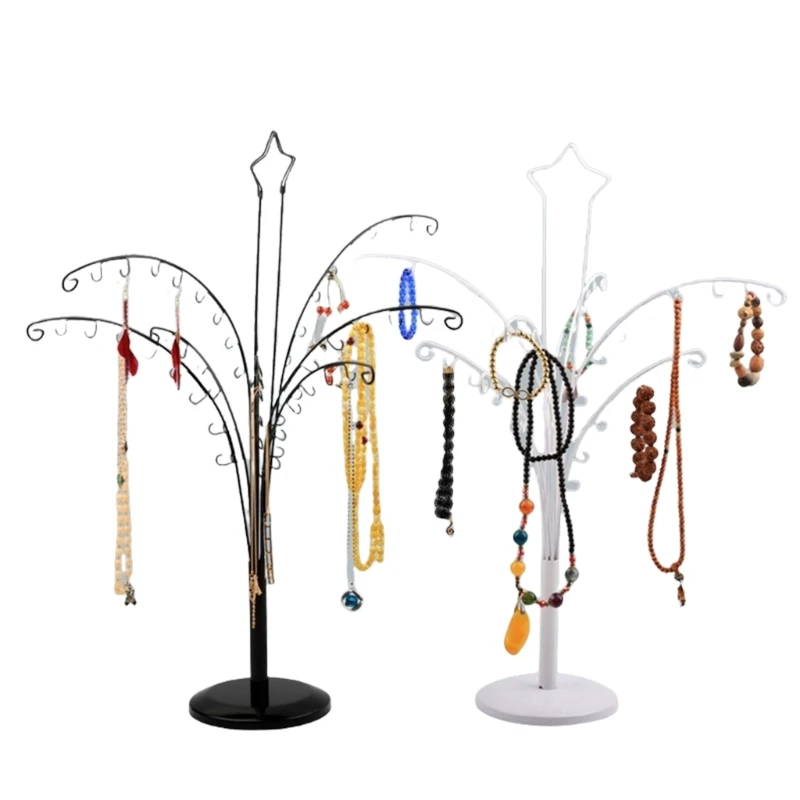 Strudy Jewelry Tree Stand Organizers Practical Necklace and Bracelet Organizers Stand with 64 Hook for Easy Selection