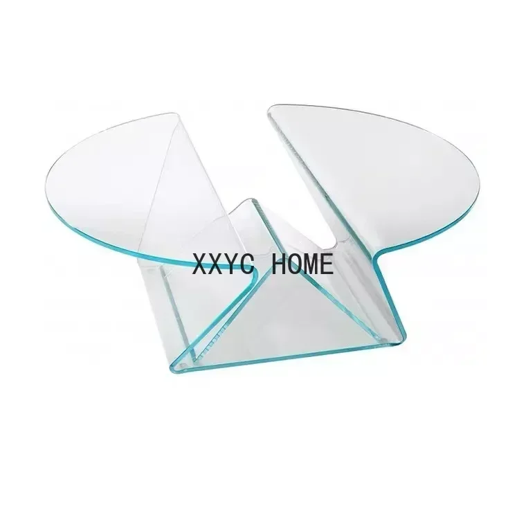 

Italian Tempered Glass Reception Tea Table Living Room Transparent Coffee Table Sales Office