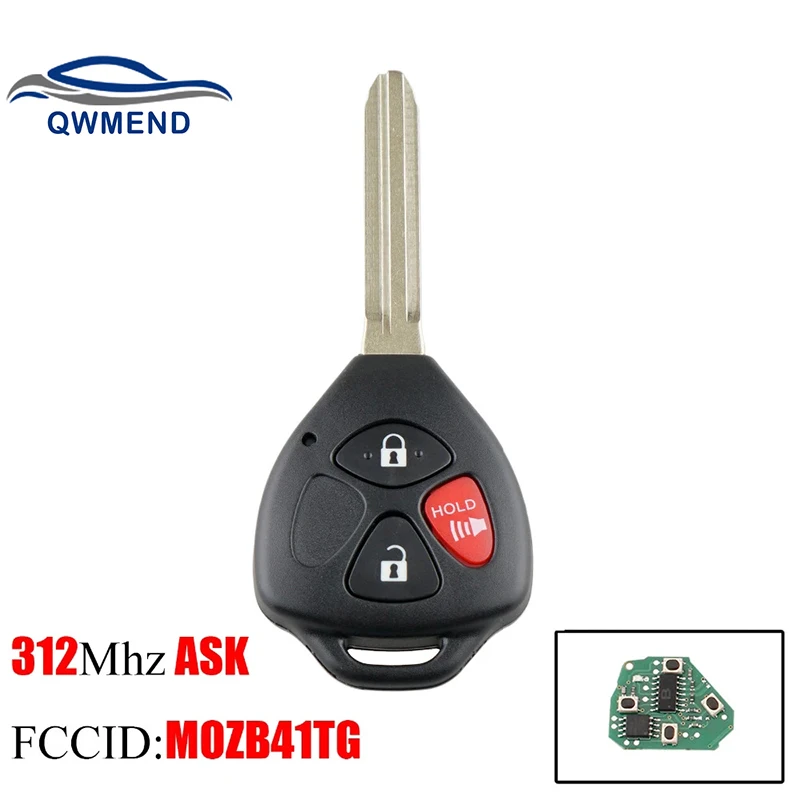 QWMEND 3Buttons Remote key For Toyota MOZB41TG 312Mhz For Toyota Scion Yaris 2005-2010 Car keys 4D67 or G Chip optional