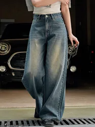 Spring and Summer Women's Casual Solid High Waist Loose Wide Leg Jeans