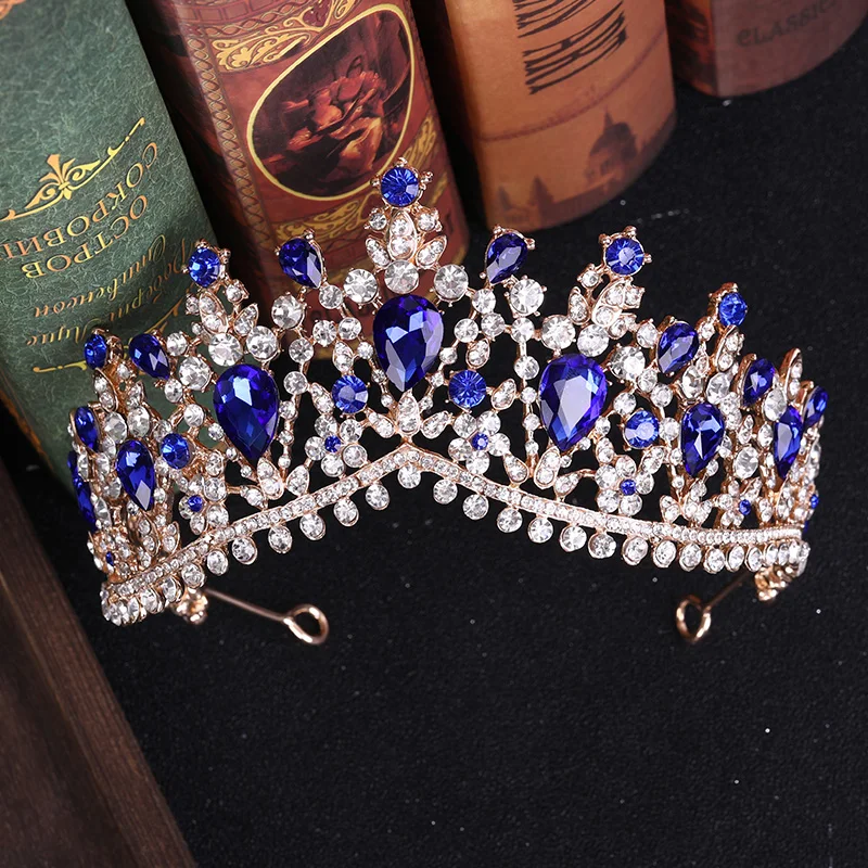 4 Color Rhinestone Crystal Wedding Crown Bride Tiaras And Crowns Queen Diadem Pageant Gold Crown Bridal Hair Jewelry Accessories image 3