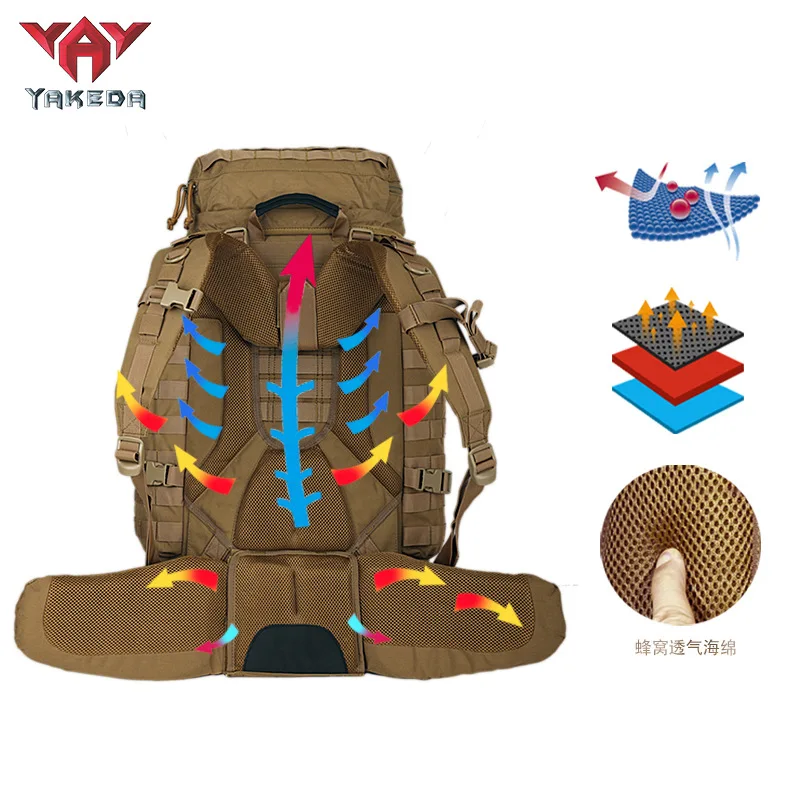 YAKEDA 90L Heavy-duty Large-capacity Mountaineering Bag Waterproof Dustproof Breathable Adventure Outdoor Travel Tactical Bag