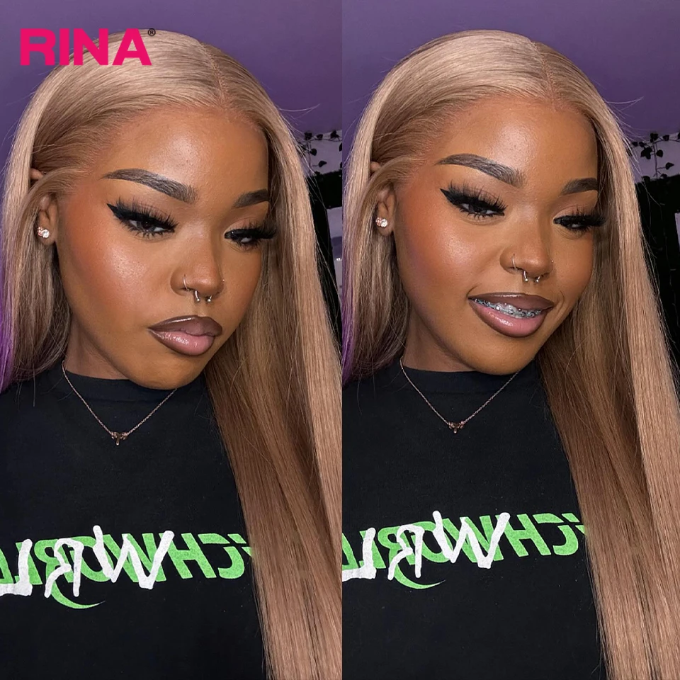 Ash Blonde Straight Transparent Lace Front Wig, Pré Arrastado Cabelo Humano, Loiro Cinza Perucas Coloridas para Mulheres Negras, Densidade 180, 13x4 13x6