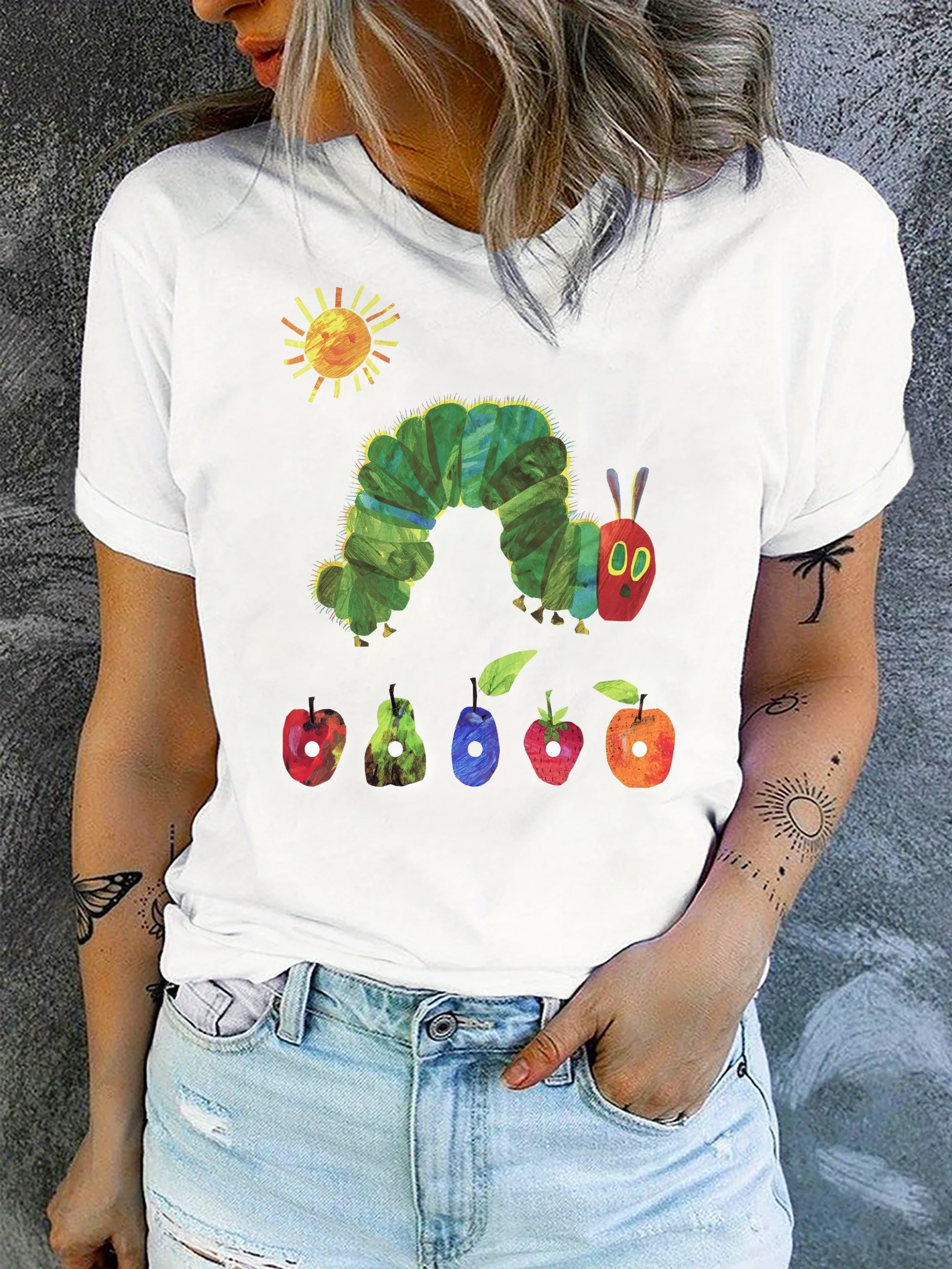 The Very Hungry Caterpillar Women's Tee - Classic Kids Book Graphic, Casual Nostalgic Top
