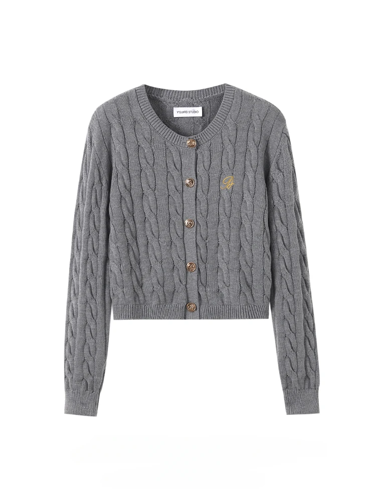 Women\'s French College Style Sweaters Cardigan Autumn Winter Solid Color Simple Long-sleeved Casual Slimming Knitted Jackets