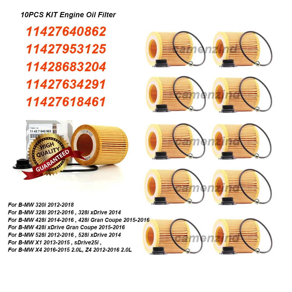 

10PCS 11427640862 11427953125 HU816z KIT Engine Oil Filter For F20 F30 F10125i 220i 328i 520i N20 N26 11428683204 11427854445