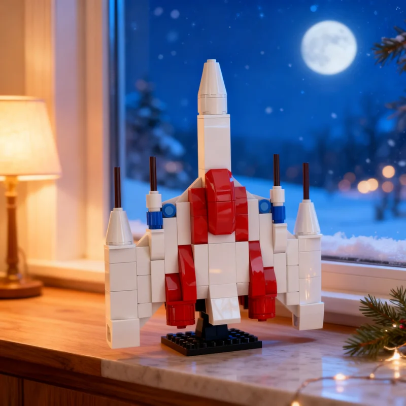 130pcs MOC Galaga Spaceship Creator Model Building Blocks Christmas Gift Toy Architecture Collection Display Assemble Craft