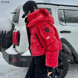 Chaqueta corta de plumón de pato para mujer, parka holgada con capucha, de plumas, impermeable, para la nieve, invierno, 2024