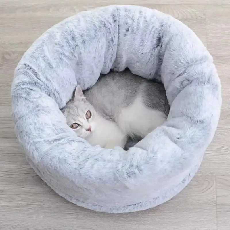Pluche kattenbedzak Huisdier Kat Pluche slaapzak Halfgesloten bed Klein Medium Groot Katten Warming Pad Sack voor herfst Winter
