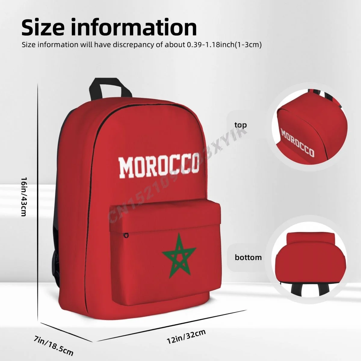 Unisex Backpack Morocco Flag Moroccan Stitch Schoolbag Messenger Bag Case Laptop Travel Bag Mochila Gift