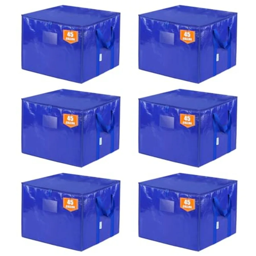 

Сверхбольшие мешки для переезда с молниями и ручками для переноски, прочные сумки-контейнеры для хранения, коробки для переезда для экономии места, 45 галлонов