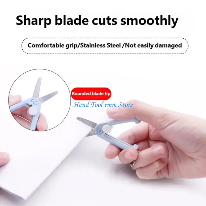 H37F Set Of 5 Foldable Tiny Scissors Set Plastic Handle For Kids And Handmade