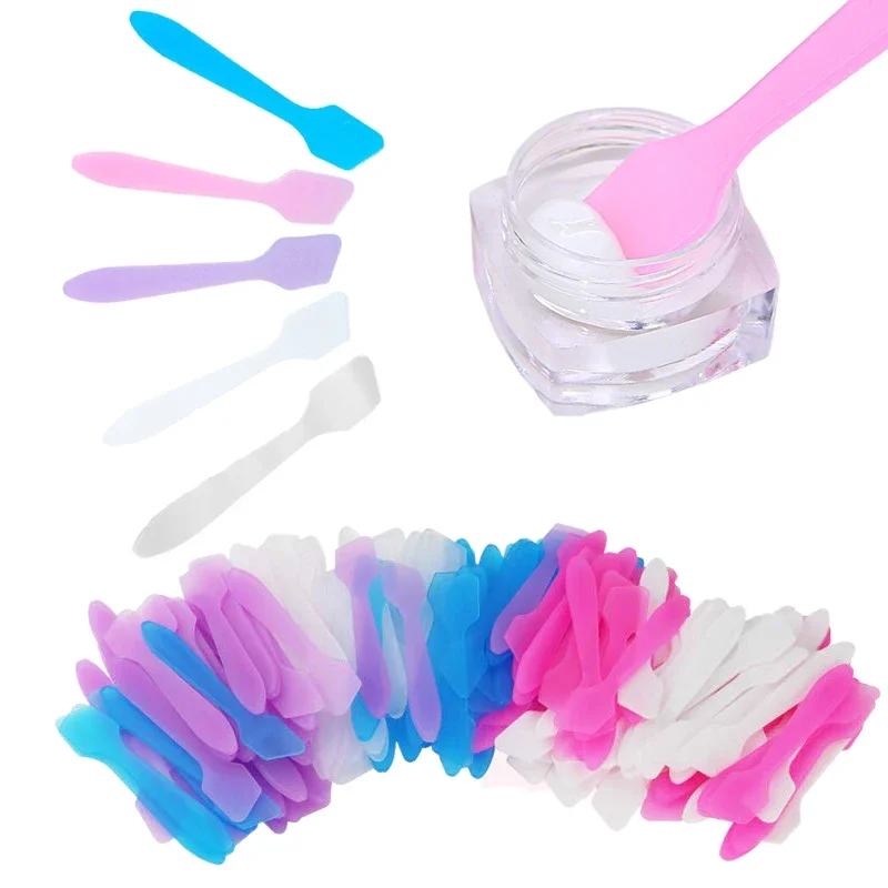 500Pcs Mini Cosmetic Spatula Scoop Plastic Makeup Face Mask For Spoon Mixing and Sampling Dispenser Make up Creams