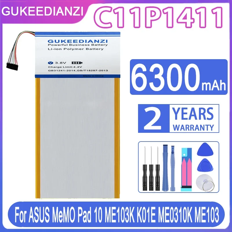 

GUKEEDIANZI Battery For ASUS C11P1411 For ASUS MeMO Pad 10 Pad10 ME103K K01E ME0310K ME103 6300mAh High Capacity + Free Tools