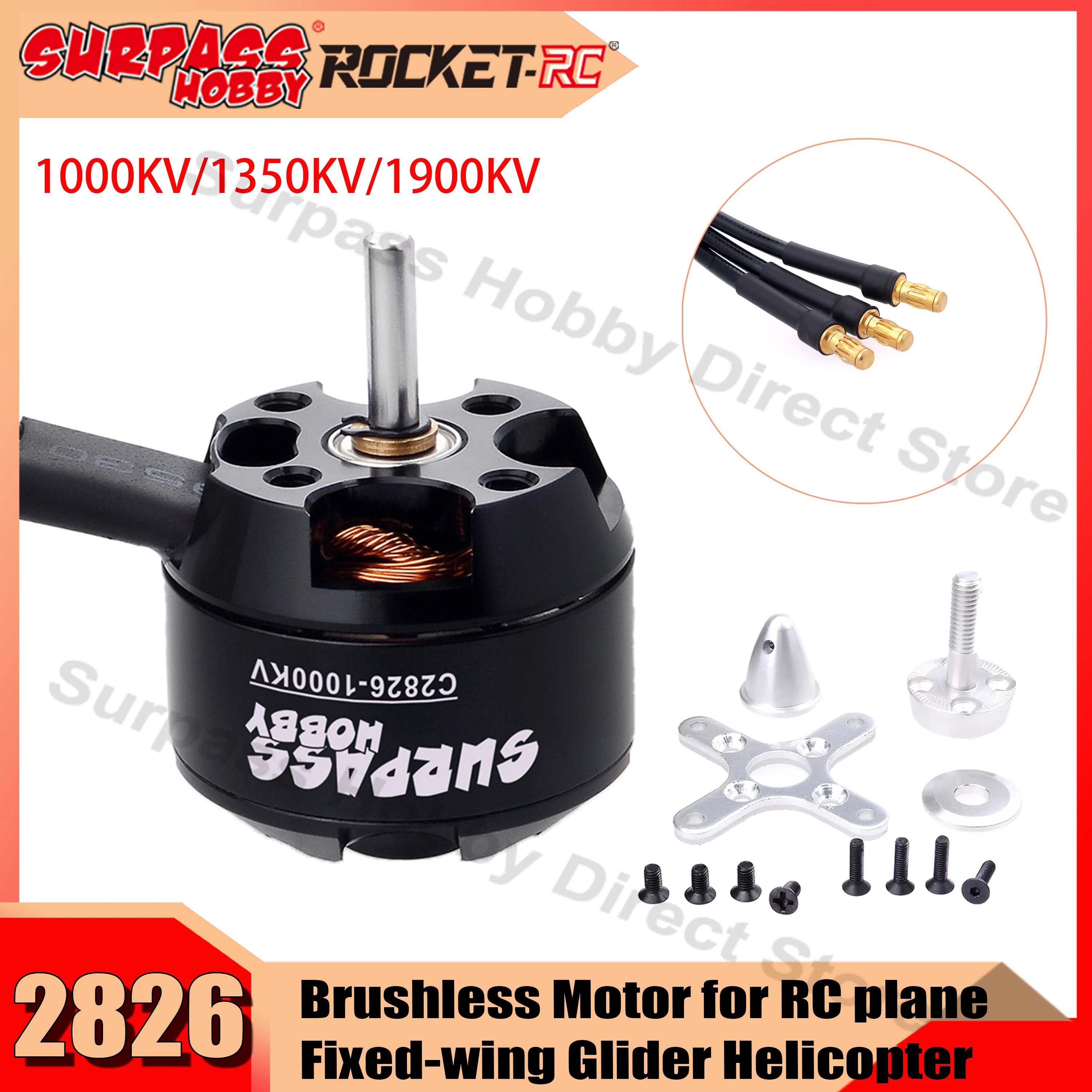 

SURPASS HOBBY 2826 1000KV/1350KV/1900KV 14 Poles Outrunner Brushless Motor for RC Plane Airplane Fixed-wing Glider Helicopter