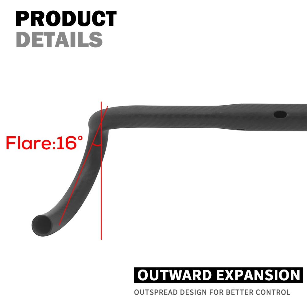 Matte Carbon Gravel Handlebar, Fully Internal Wiring, Di2 Handlebar Flare, 16 ° Bar, Cycle Cross Road Bike, Bicycle Parts