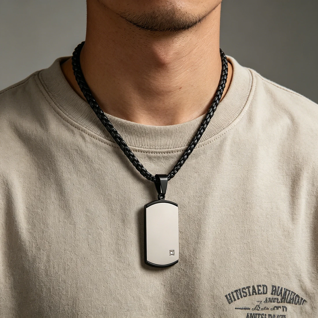 Kalung Liontin Dog Tag Kristal - Mens Dog Tag Necklace ulasan dan harga