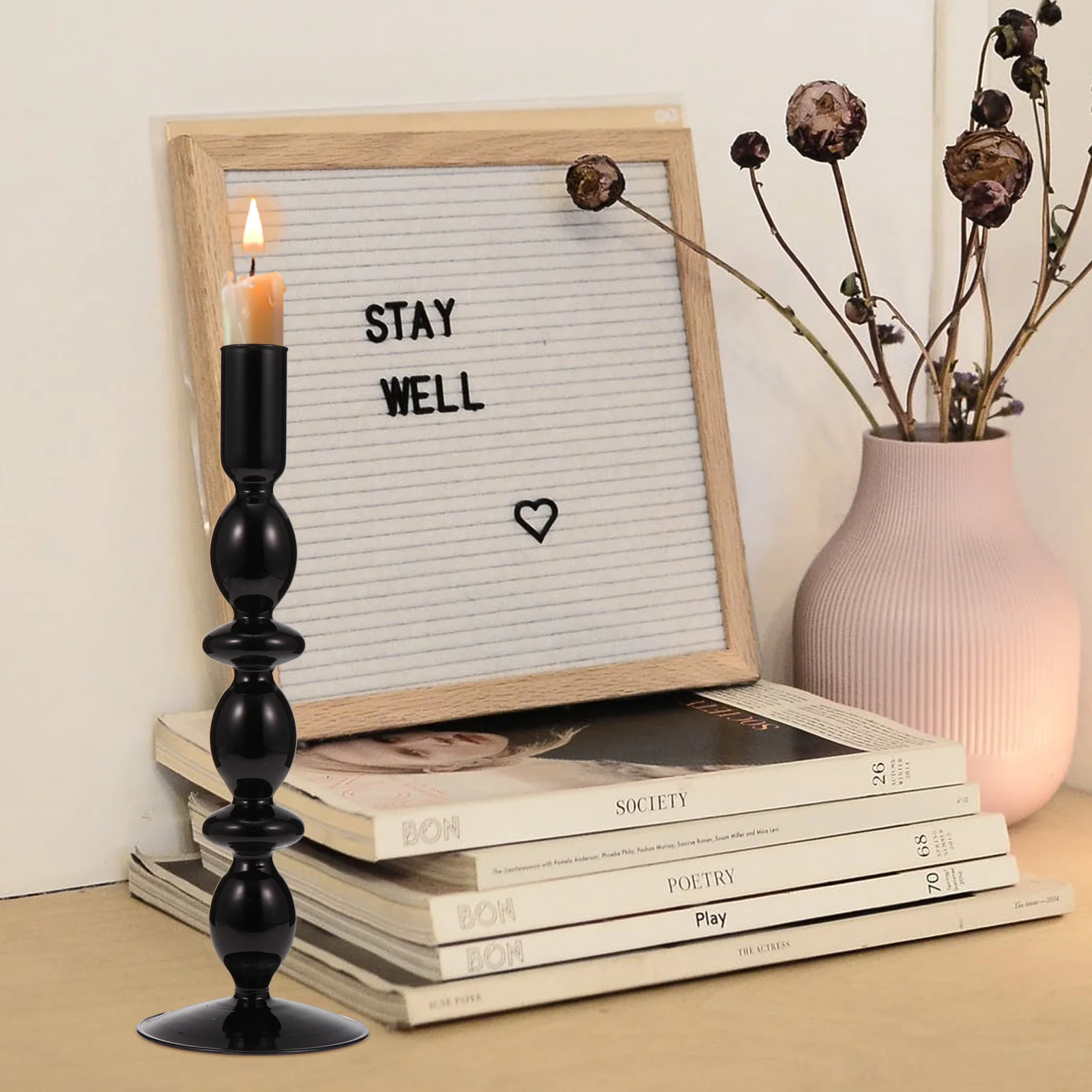 

1Pcs Vintage Glass Holder Decor Candlestick for Candlelight Dinner Bedroom Living Room Bar Cafe Decor Romantic Warm