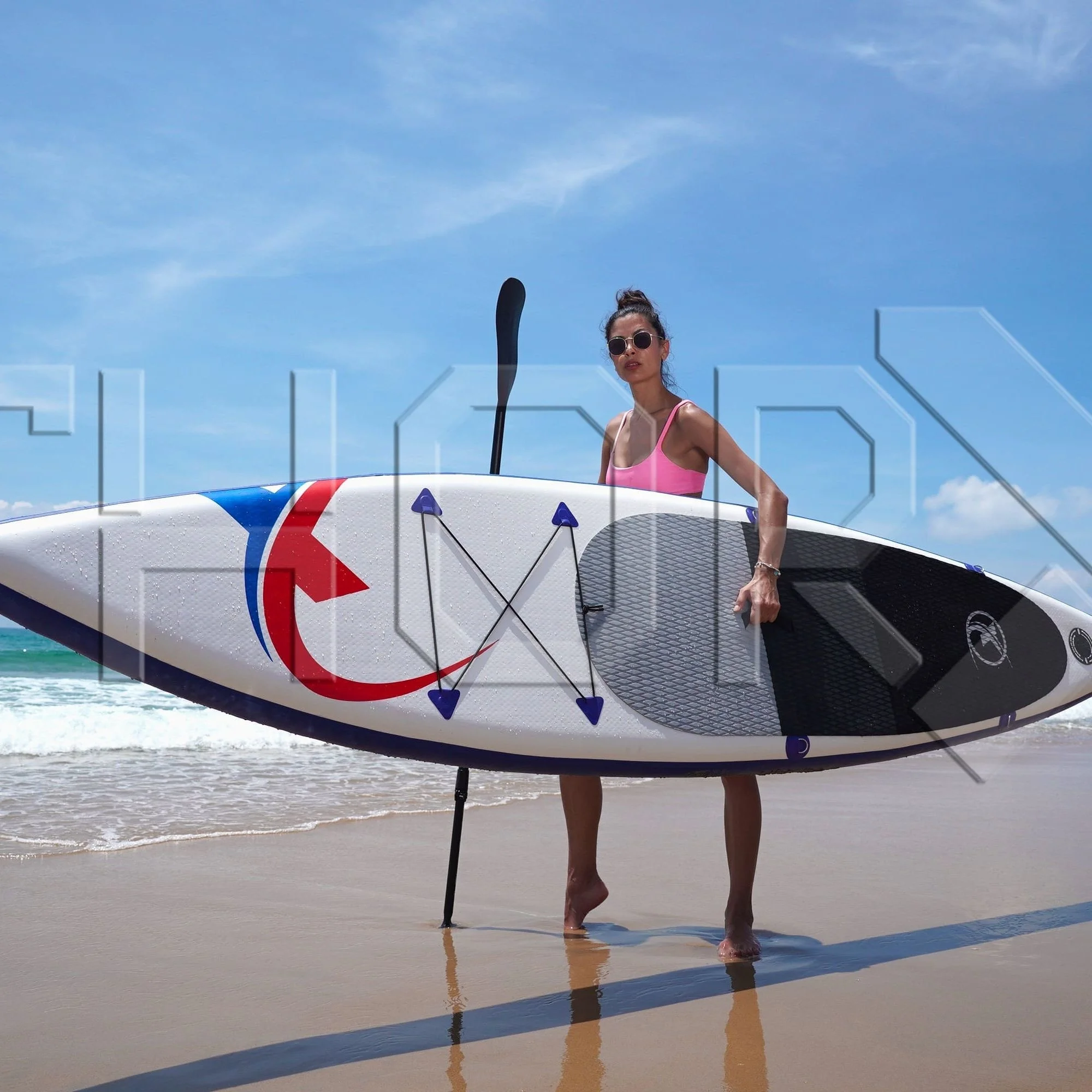 

SUP-доска SUP335, 335x74x15 см, синяя/красная-доска для серфинга, надувная доска для серфинга, легкая в транспортировке,