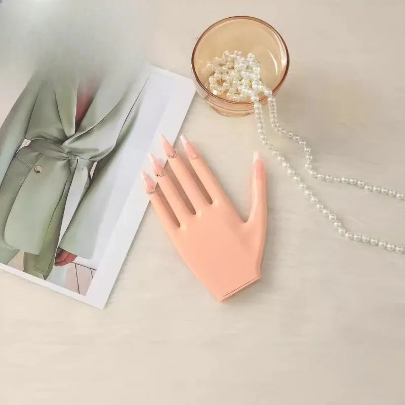Professional Nail Salon Practice Hand, Detachable Flexible Fingers Model with Bracket & Free Nail Tips for Training