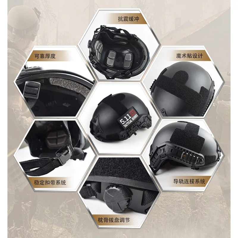 FAST MH Adjustable Protective Tactical Helmet Outdoor Cycling Helmet Real CS Field Army Fan Equipment Helmet