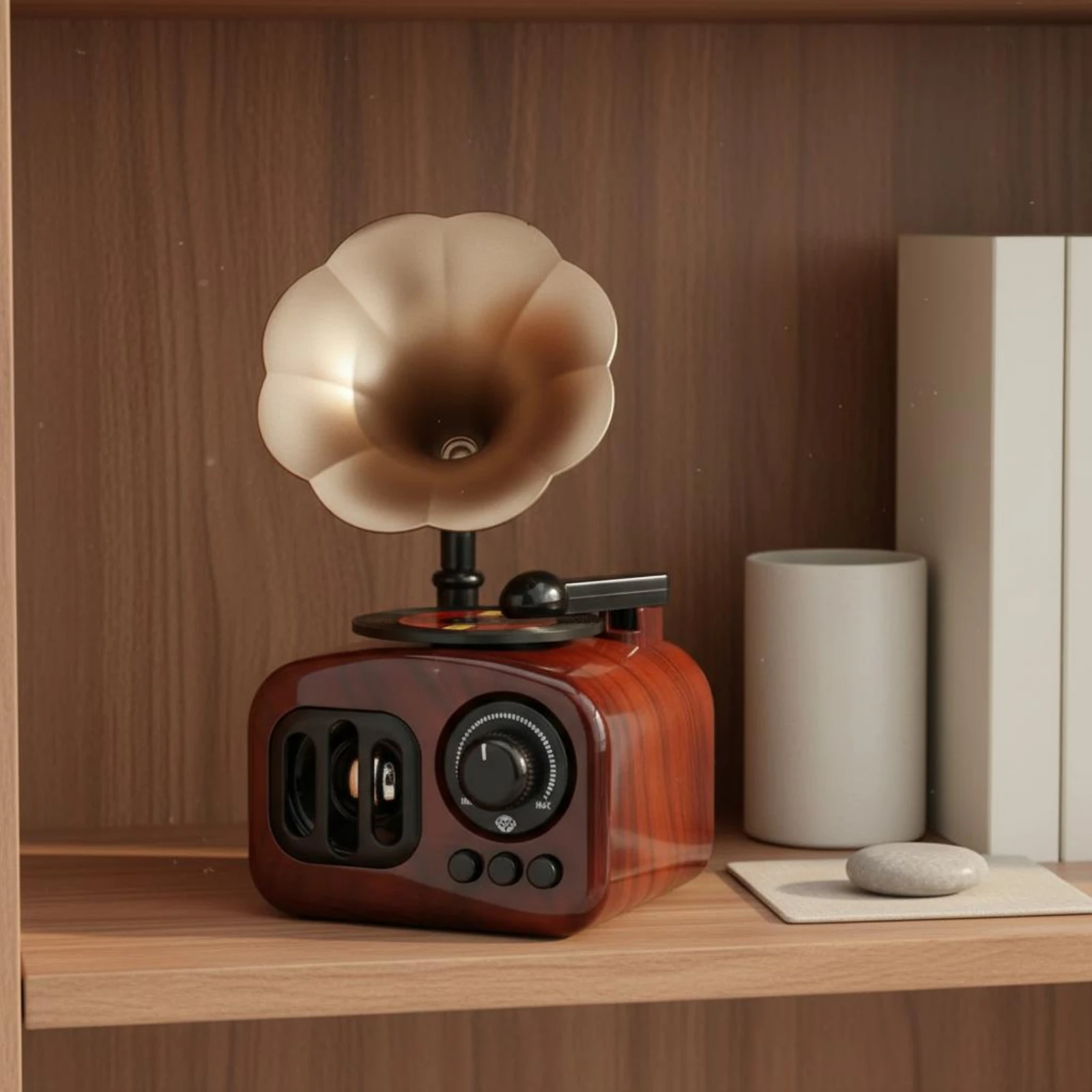 Retro Gramophone Music Box Nostalgic Enchantment Phonograph Music Box Hand-Cranked Disc Player Decoration Elegant Workmanship