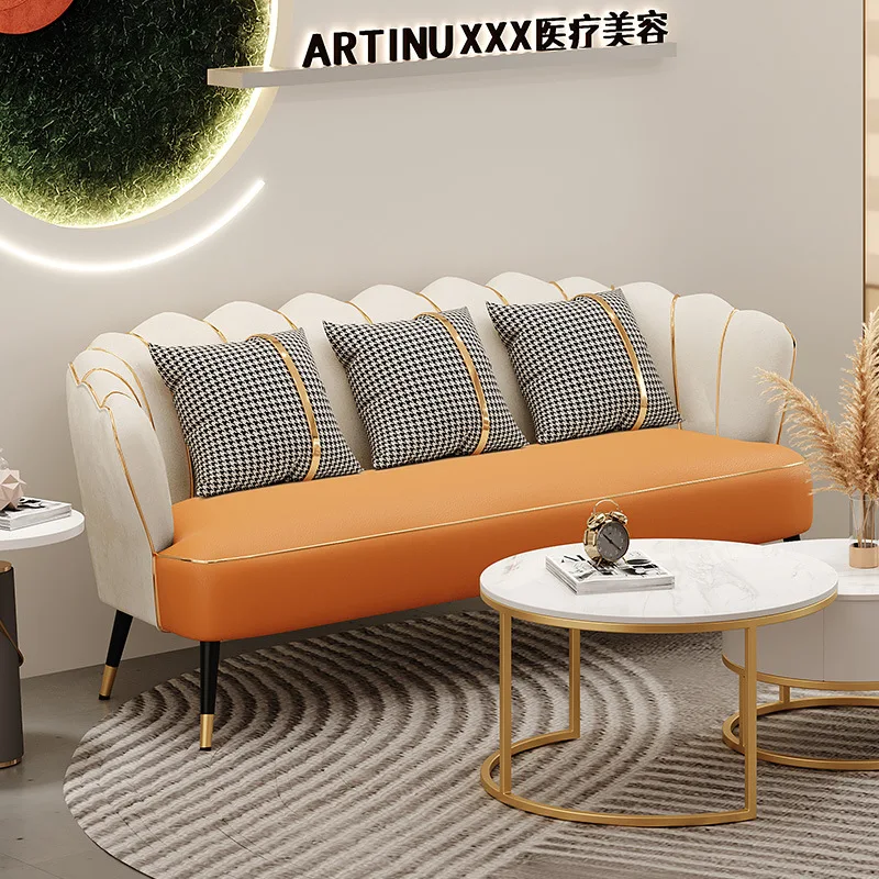 التكنولوجيا النسيج أريكة مزدوجة شقة صغيرة غرفة المعيشة صالون تجميل منطقة الراحة الاستقبال ثلاثة أو أربعة أشخاص أريكة جلدية
