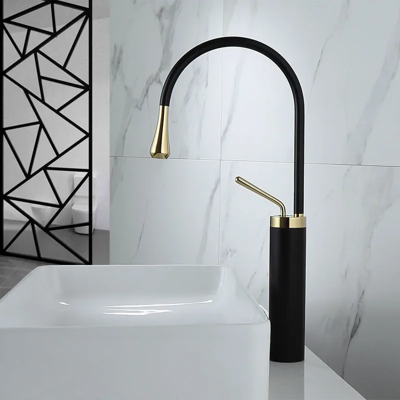 

Rose Gold Bathroom Faucet Black Gold Basin Faucet Hot and Cold Sink Faucet Brass Lavotory Faucet Brushed Gold Sink Water Crane