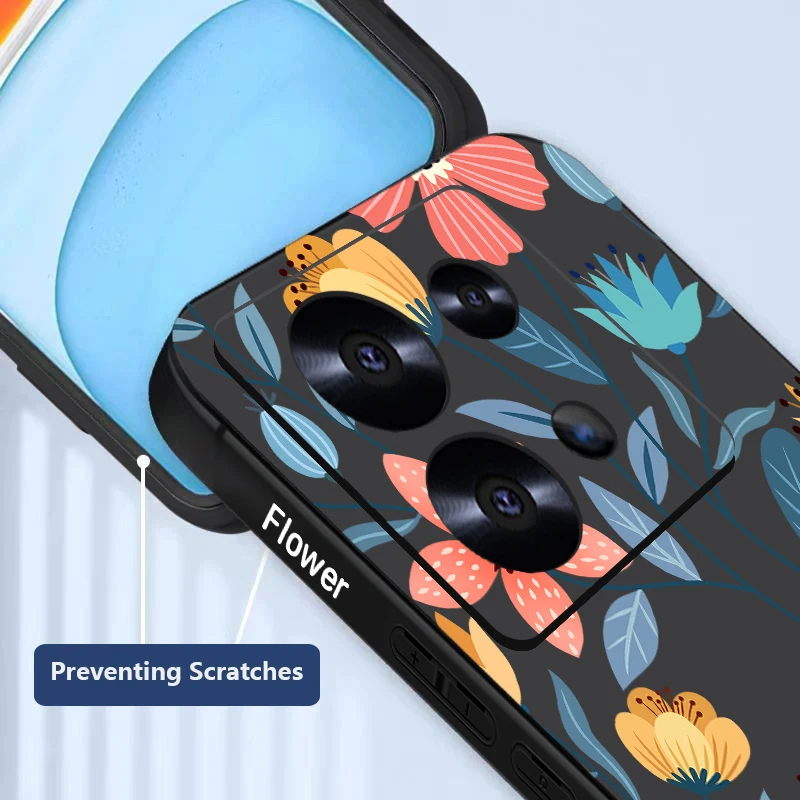 Flower Case For Xiaomi 13T 11T Poco F6 F3 X6 X5 Pro Mi 11 Lite 5G NE Funda Redmi Note 13 12 11 10 Pro 11s 14 Lanyard Cover