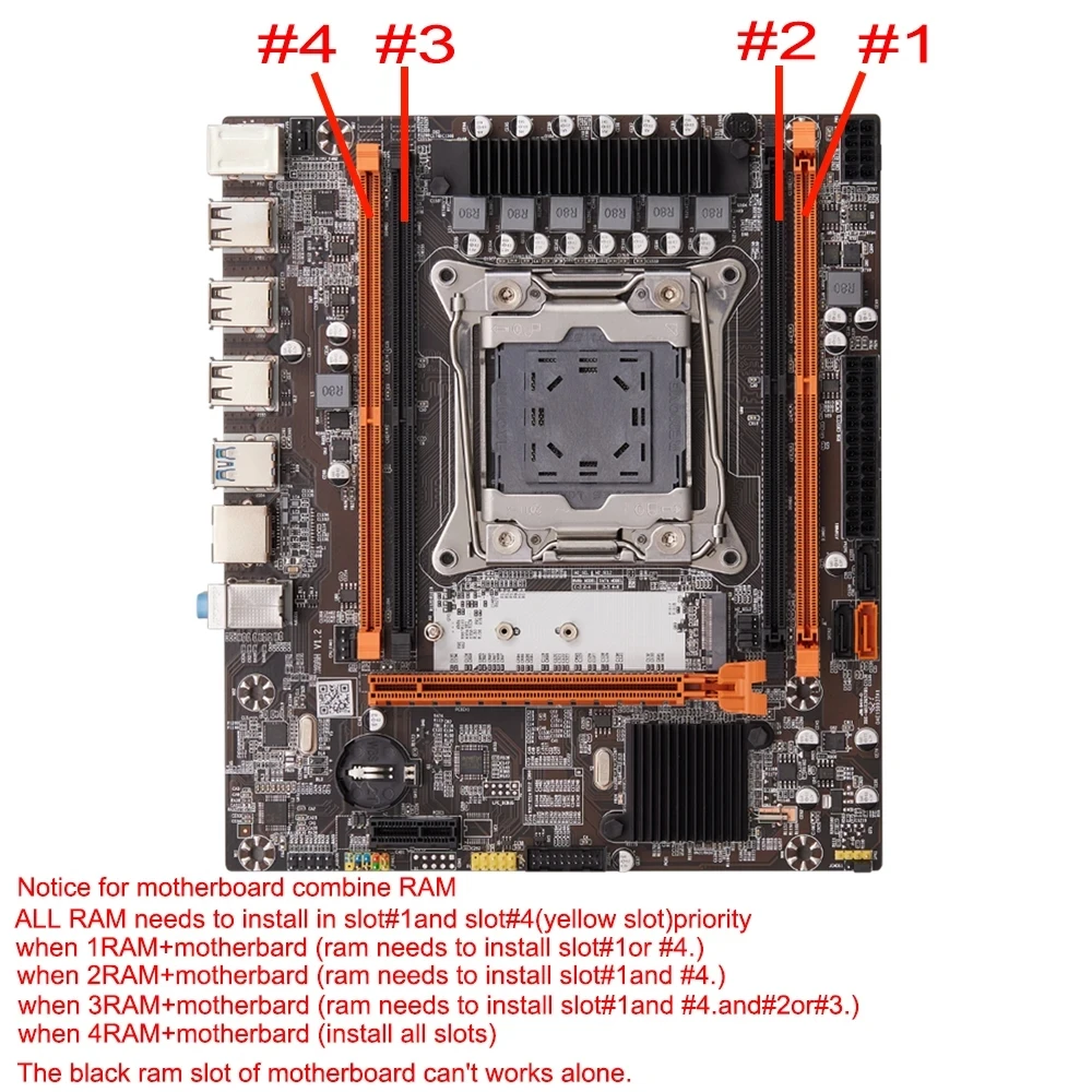 Emplacement pour carte mère X99 D3 LGA2011-3 USB3.0 PCI-E3.0 NVcloser M.2 SSD Prise en charge DDR3 32G REG ECC Mémoire et R2 Xeon E5 V3 V4 Processeur