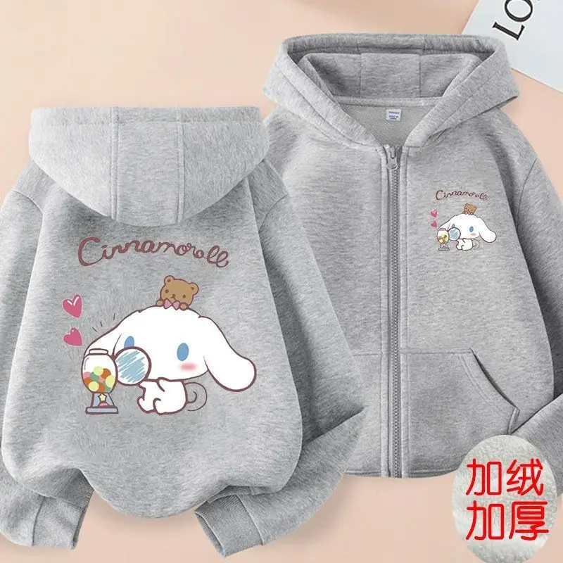 Imagem -04 - Moletom Infantil de Algodão Puro com Zíper Jaqueta Cardigã com Capuz Conjunto Sanrio Cinnamoroll Primavera e Outono