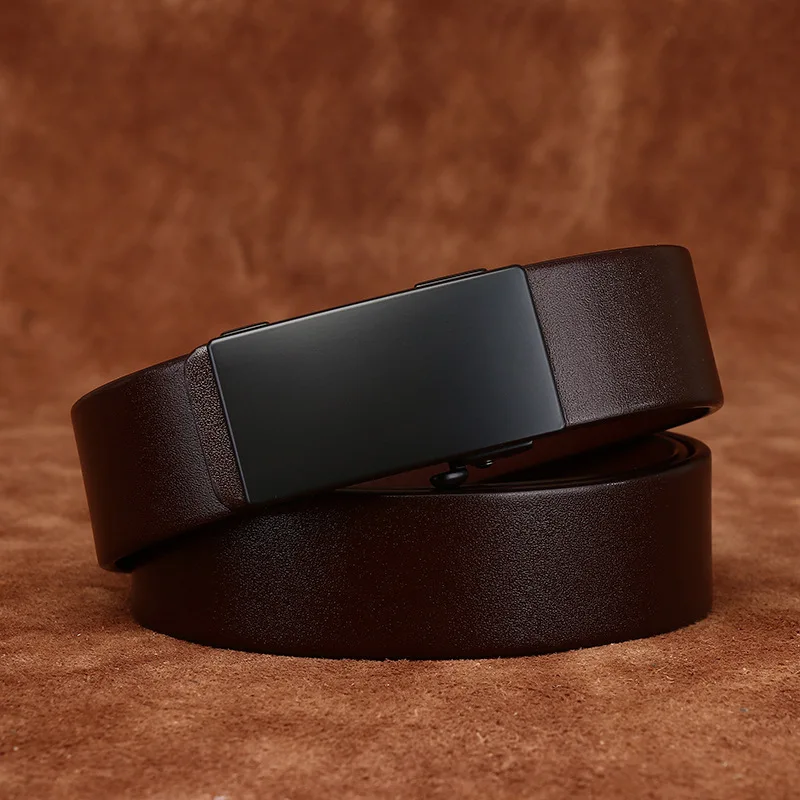 Simple Style Inner Wear Toothless Auto Buckle Belt Men Business Formal Leather Belt