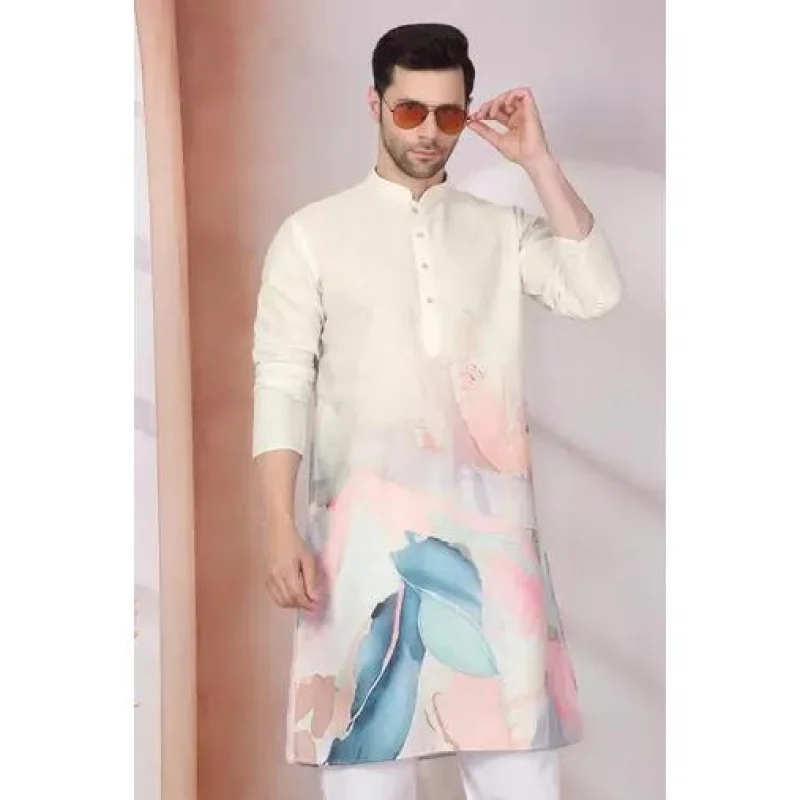 Longline White Shirts for Muslim Men Prayers Clothes Luxury African Style Bronzing Printed Dress Men Costumes Arabic Shirt