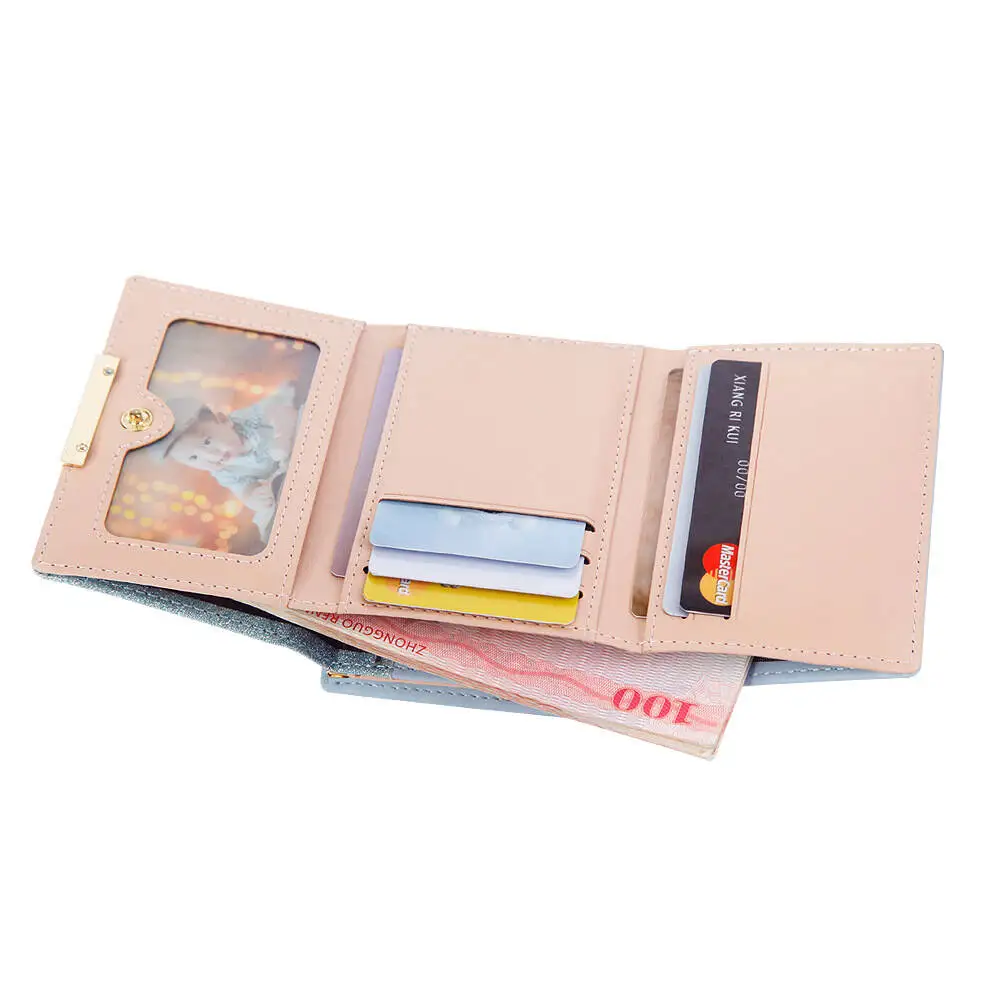 Women's Wallet Sequins Fashion Design Ladies Wallets PU Leather Female Short Money Purses With Coin Pocket wallet women carteira
