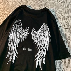 The Angel Unfolded Wings T Shirt Men Women Pattern Tee Clothes Summer Cotton Short Sleeve Shirt Vintage O-Neck T-Shirt Couple