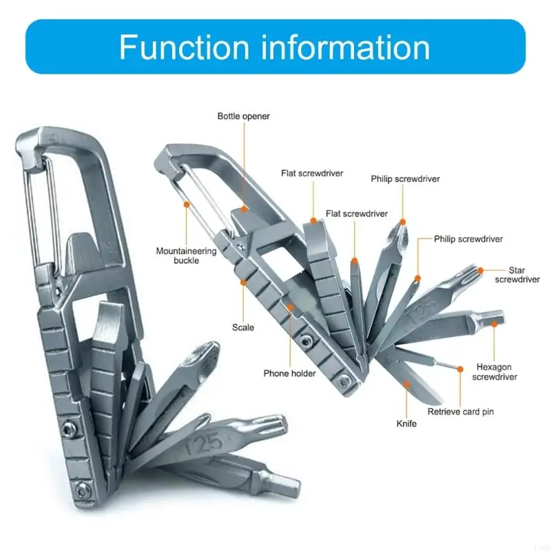 Keychain Multitool 13 in 1 Folding Multi Tool Stainless Steel Outdoor Screwdriver Bit For Outdoor Home Improvement L4MF