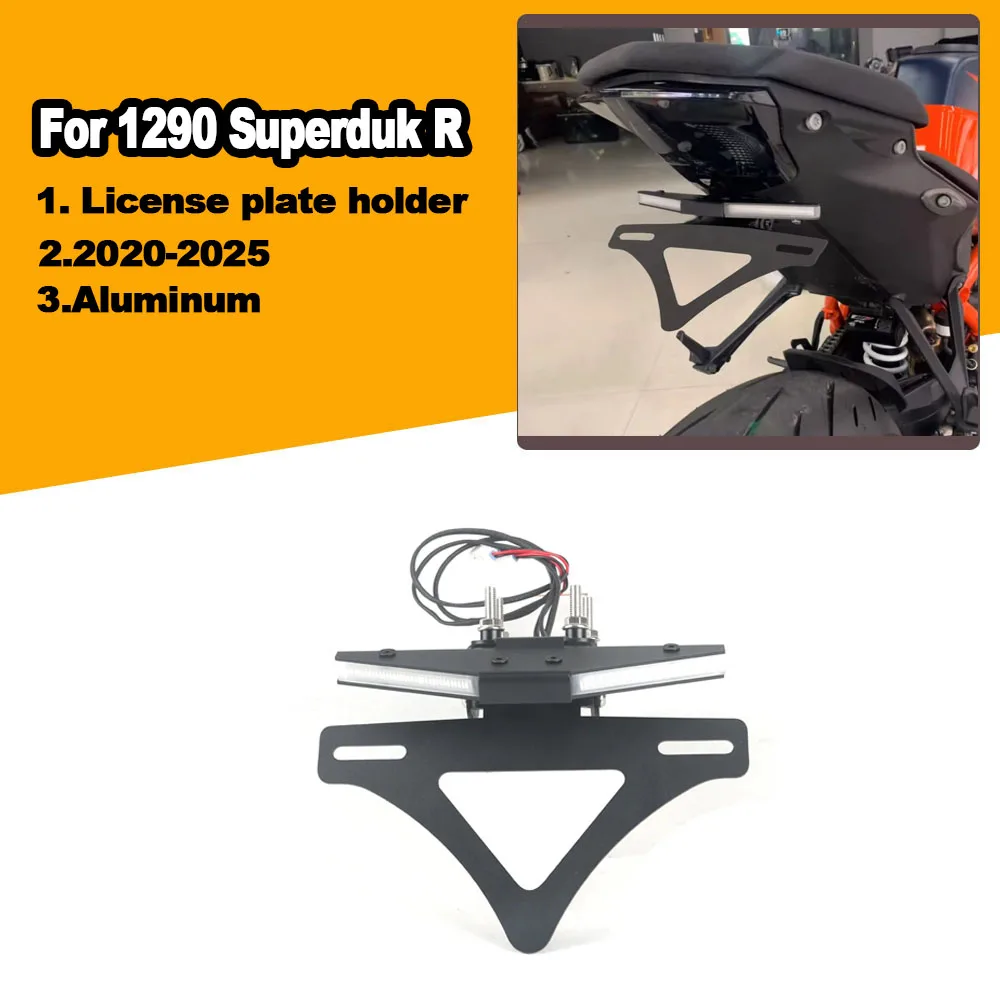 

﻿ Motorcycle Accessories For 1290 Super Duke R License Plate Holder 2020-2025 Fender Eliminator Tail Frame LED Plate Light