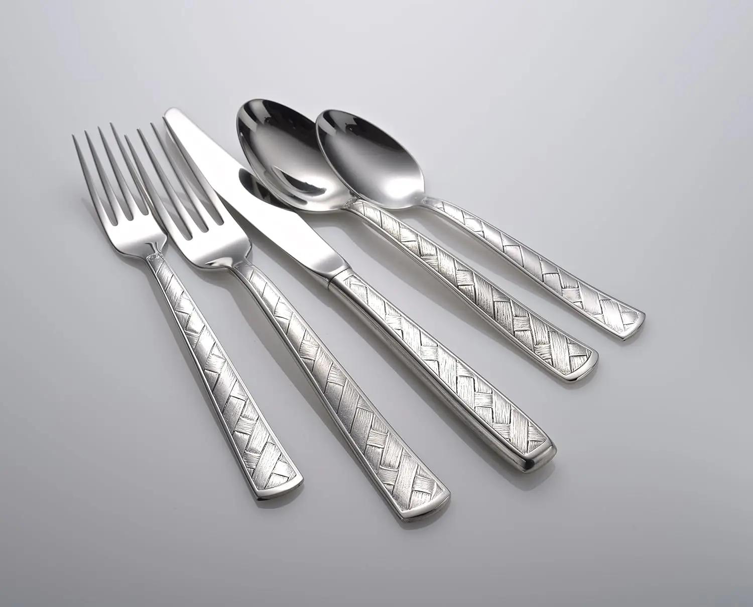 Weave 65-Piece 18/10 Flatware Set Service For 12, Includes Serving Pieces Made In Usa