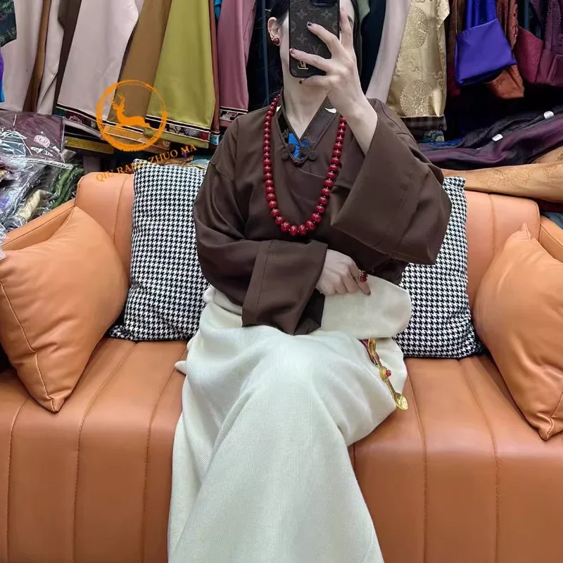 Chińska tybetańska koszula damska z dużym rękawem Xizang Performance Clothes