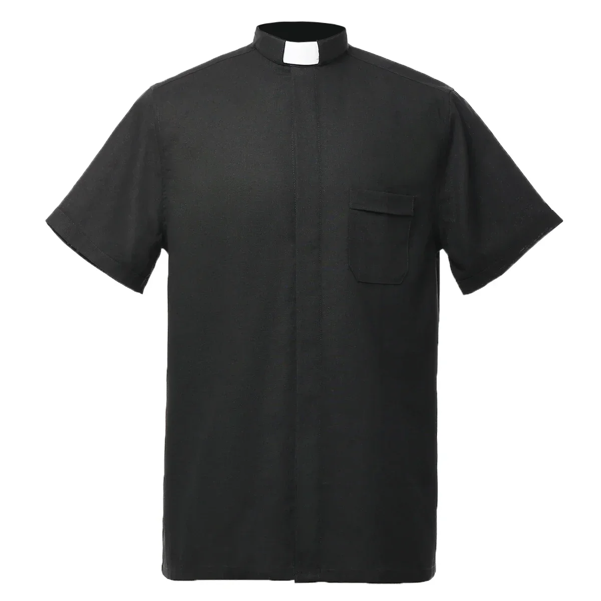 

Black Priest Shirt Catholic Church Adult Clergy Pastor Shirts Tops Tab Collar Choir Blouse