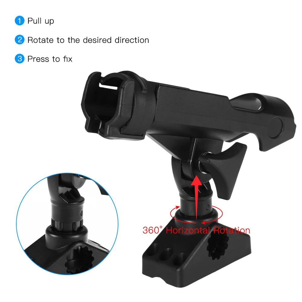 Fishing Boat Rods Holder Base Stainless Steel 360 Degree Rotatable Adjustable Kayak Fishing Rod Rack Mount Fishing Seat Holder