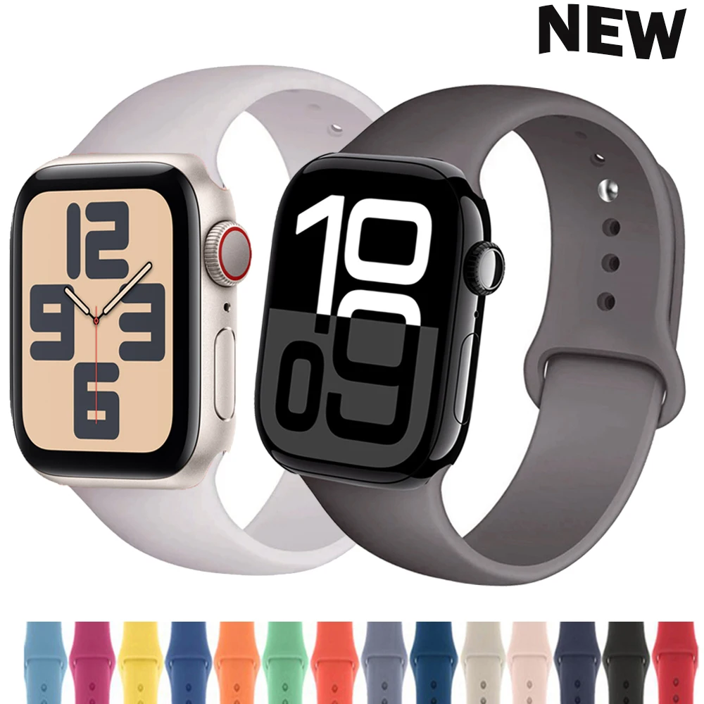 Silicone strap For Apple Watch bands 45mm 44mm 40mm 41mm 38-42-46mm sport bracelet iwatch series 8 7 6 5 4 SE 9 10 Ultra 2 49mm