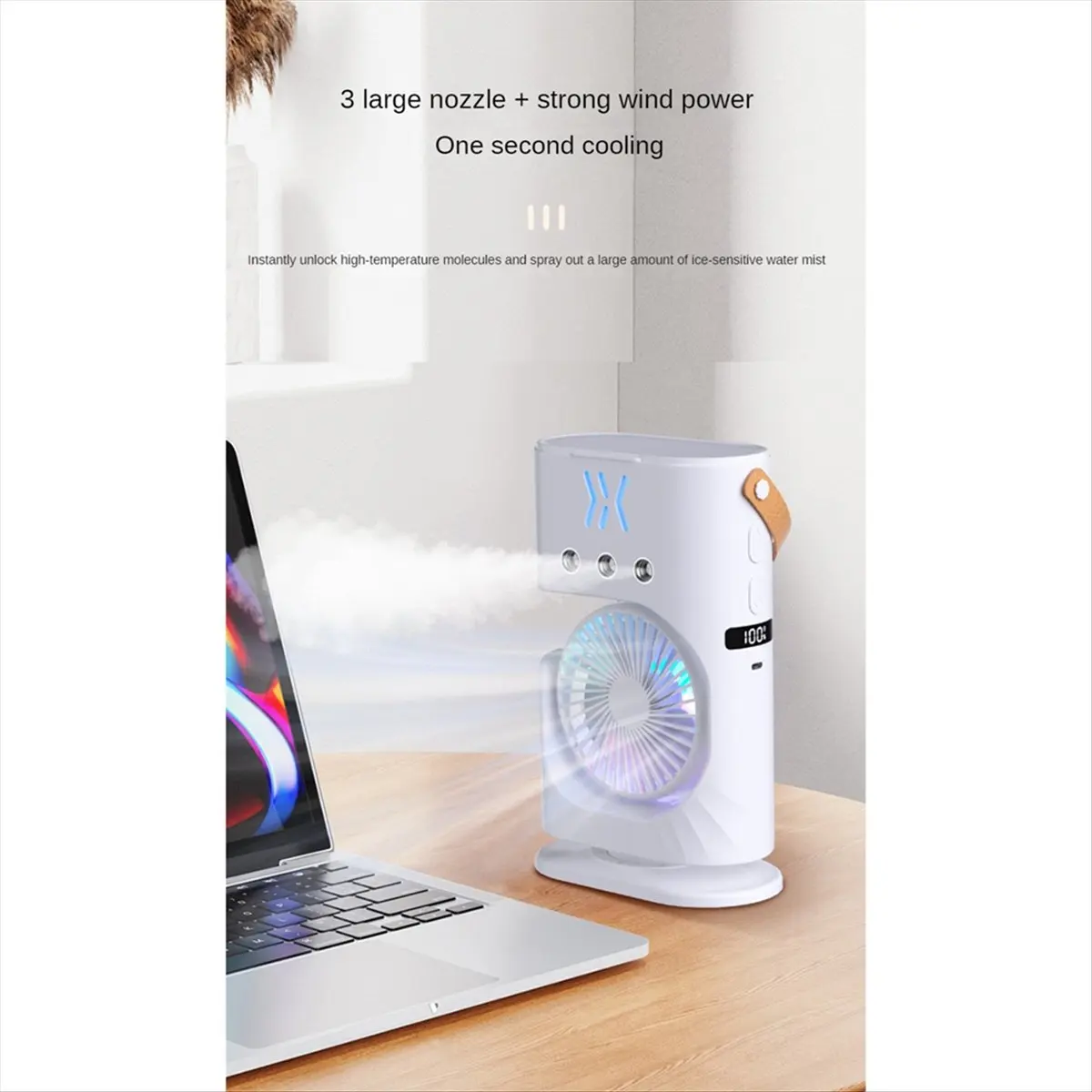 A97G Portable Desktop Humidifier Air Conditioner Fan Household Small Air Cooler Fan Sprays Fan for Office 7 Color Lighting