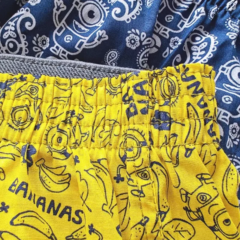 Shorts de algodão dos homens, roupa interior solta, fundo do sono, calças de praia, animação, unisex